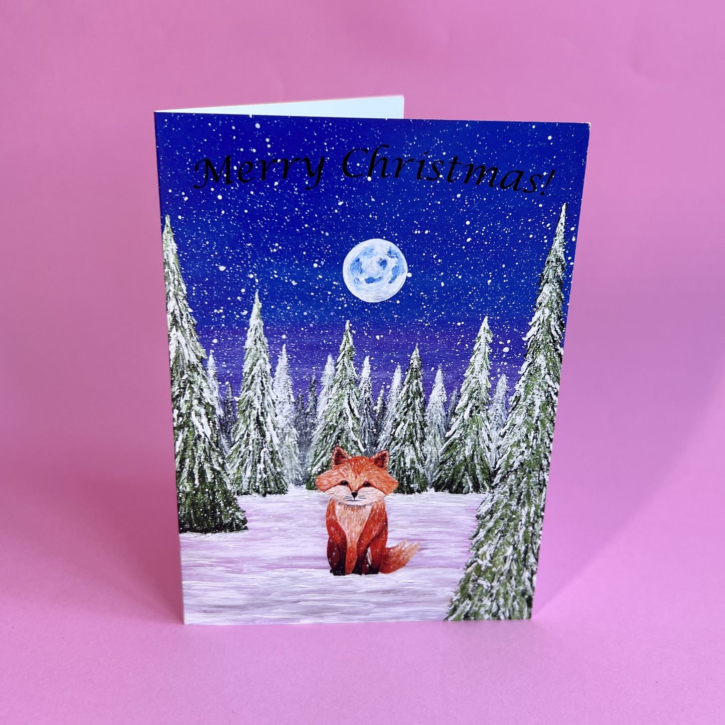 Christmas Fox Card, Acrylic Painting Christmas Card