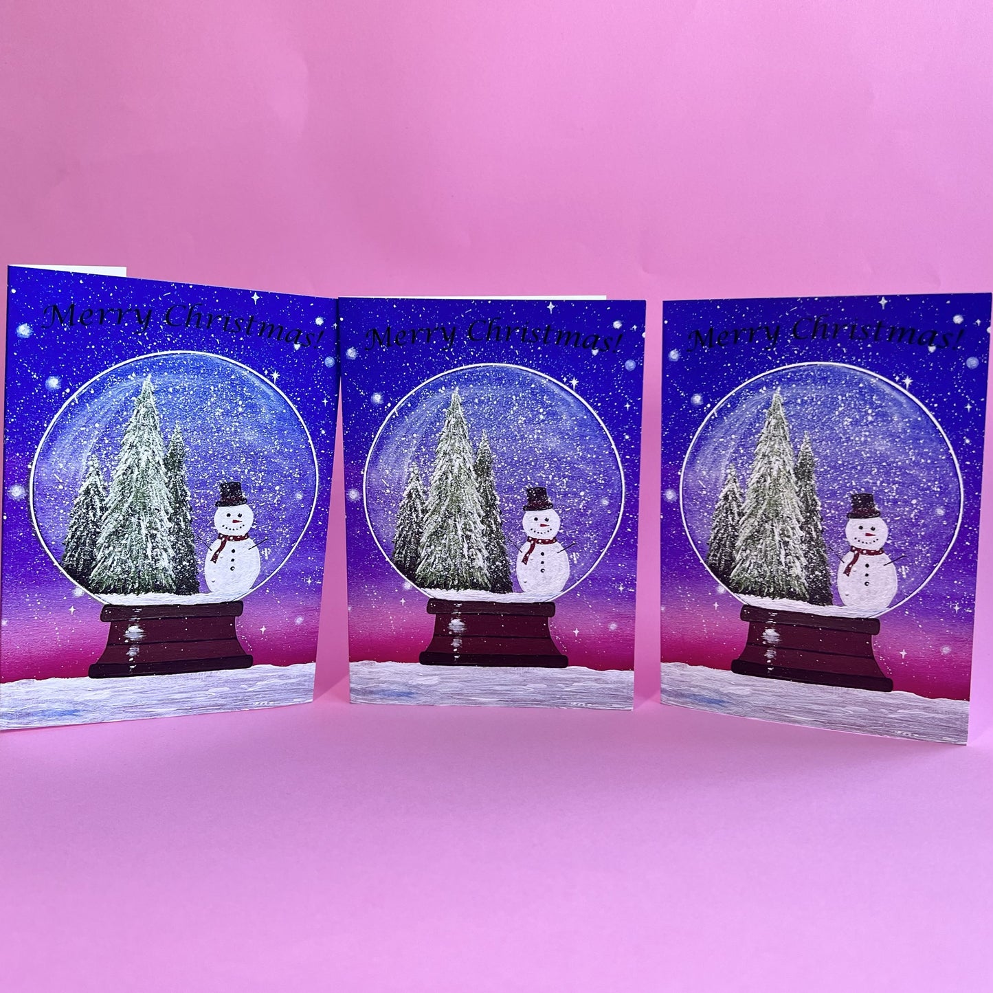 Christmas Card Pack, 2023 Designs, Acrylic Painting Christmas Cards Set, Snowglobe Card, Fox Card