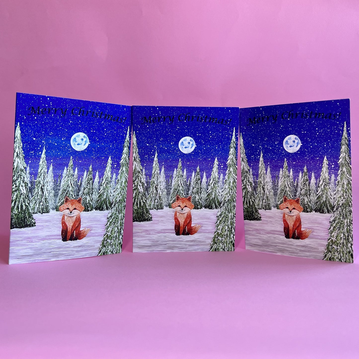 Christmas Card Pack, 2023 Designs, Acrylic Painting Christmas Cards Set, Snowglobe Card, Fox Card
