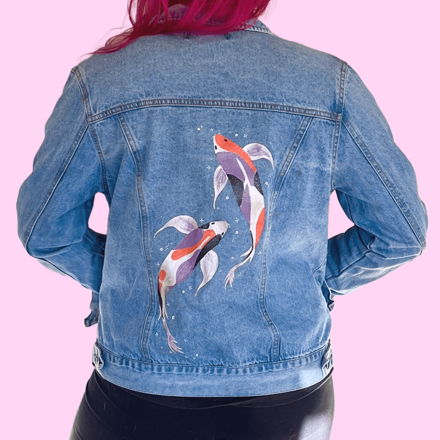 Koi Fish Jacket, Custom Denim Jacket