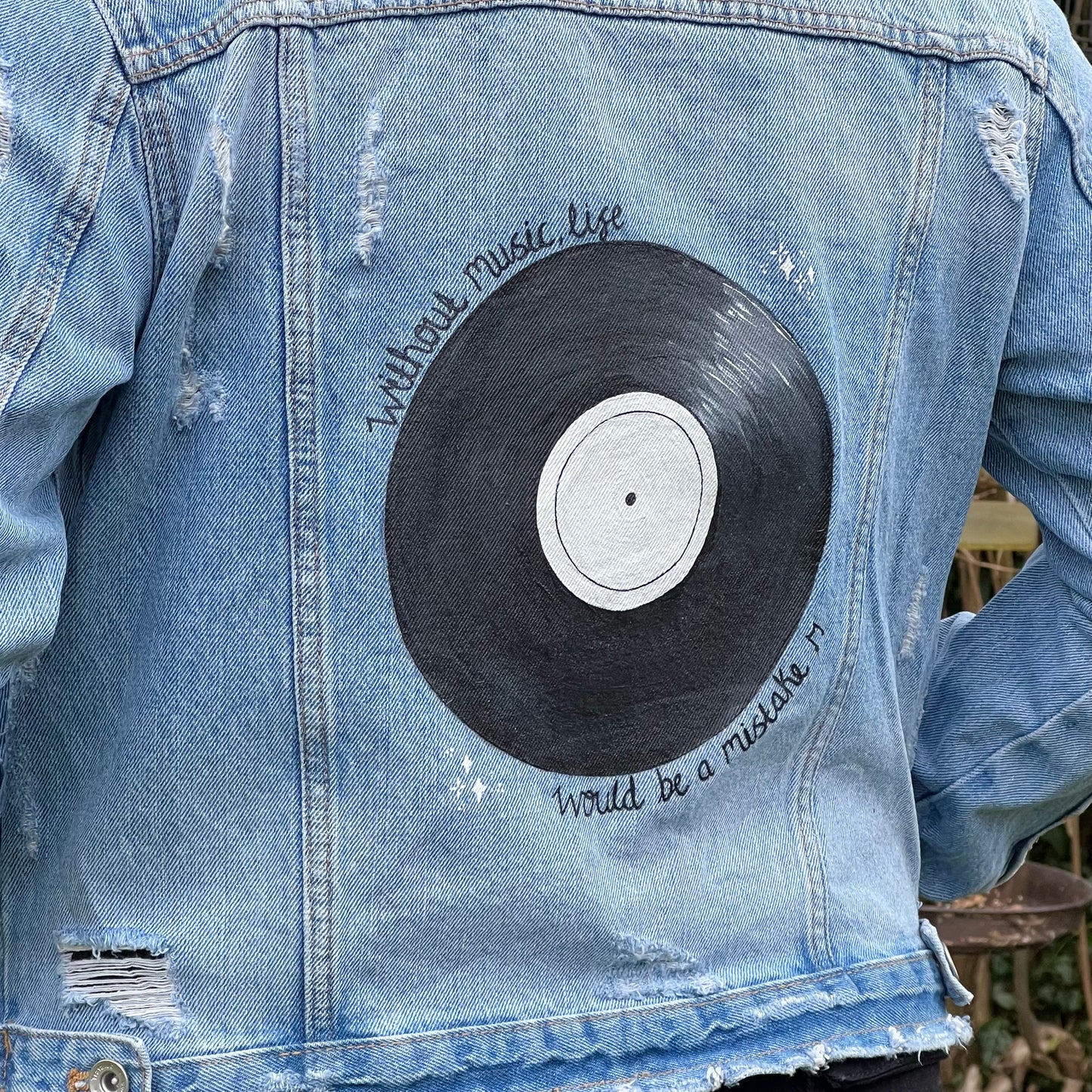Vinyl Music Inspired Custom Denim Jacket