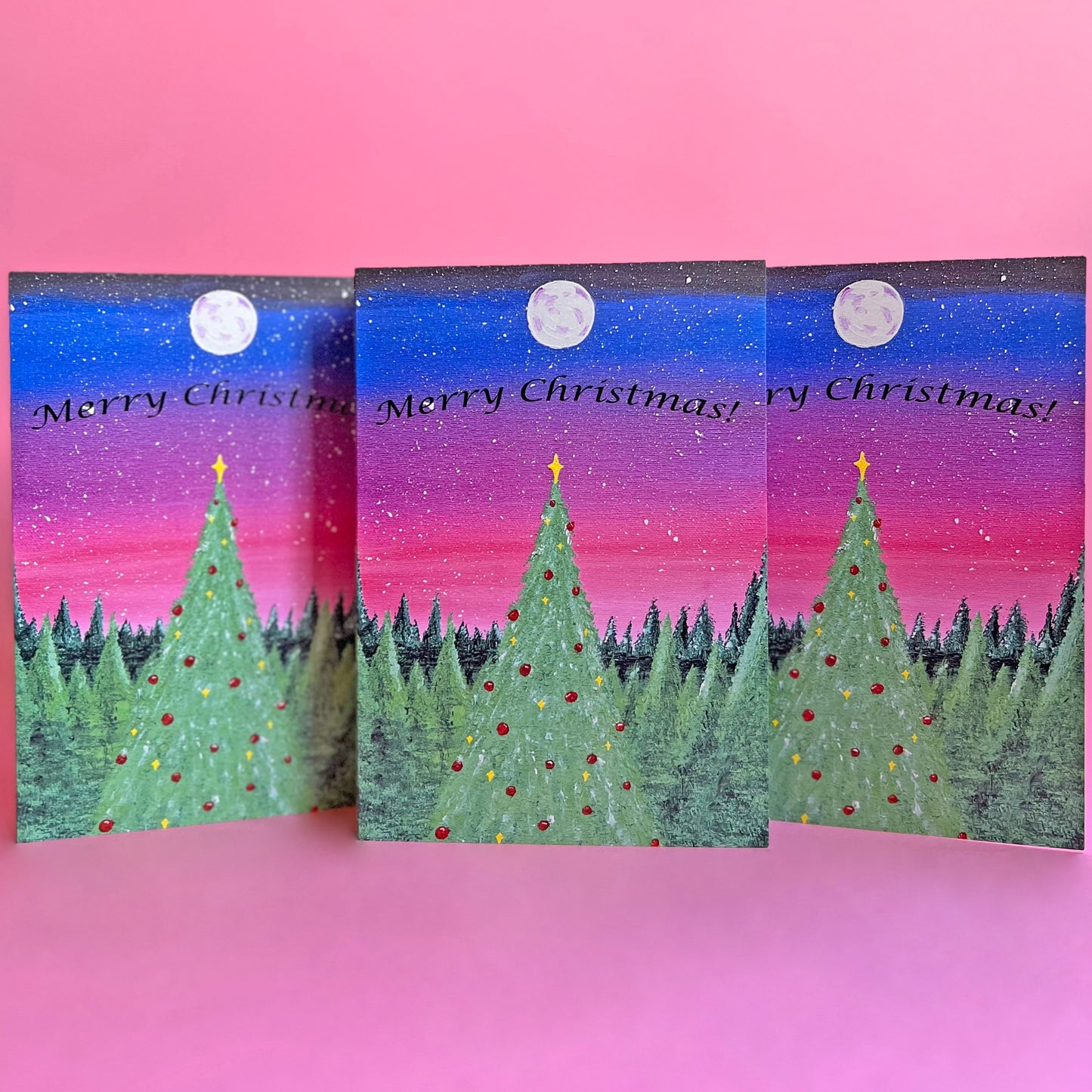 Christmas Tree Card, Acrylic Painting Christmas Card