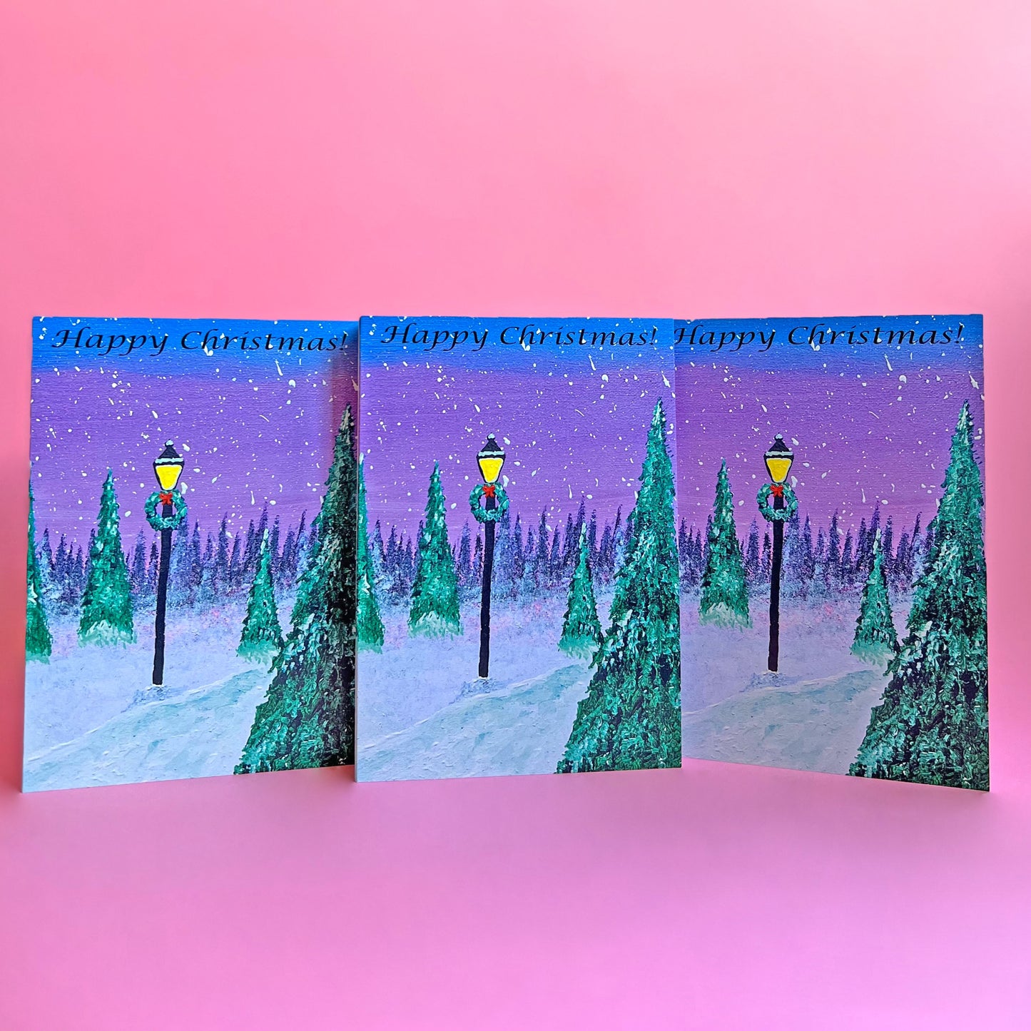 Christmas Wreath Card, Acrylic Painting Card