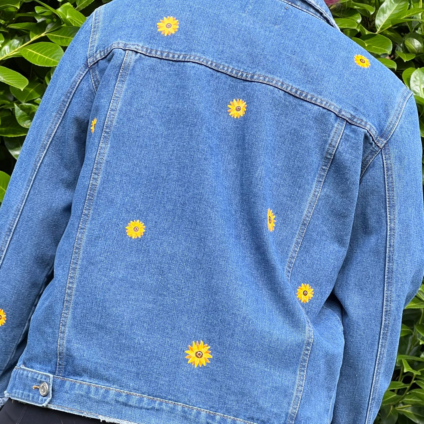 Mini Sunflowers Jacket, Custom Denim Jacket