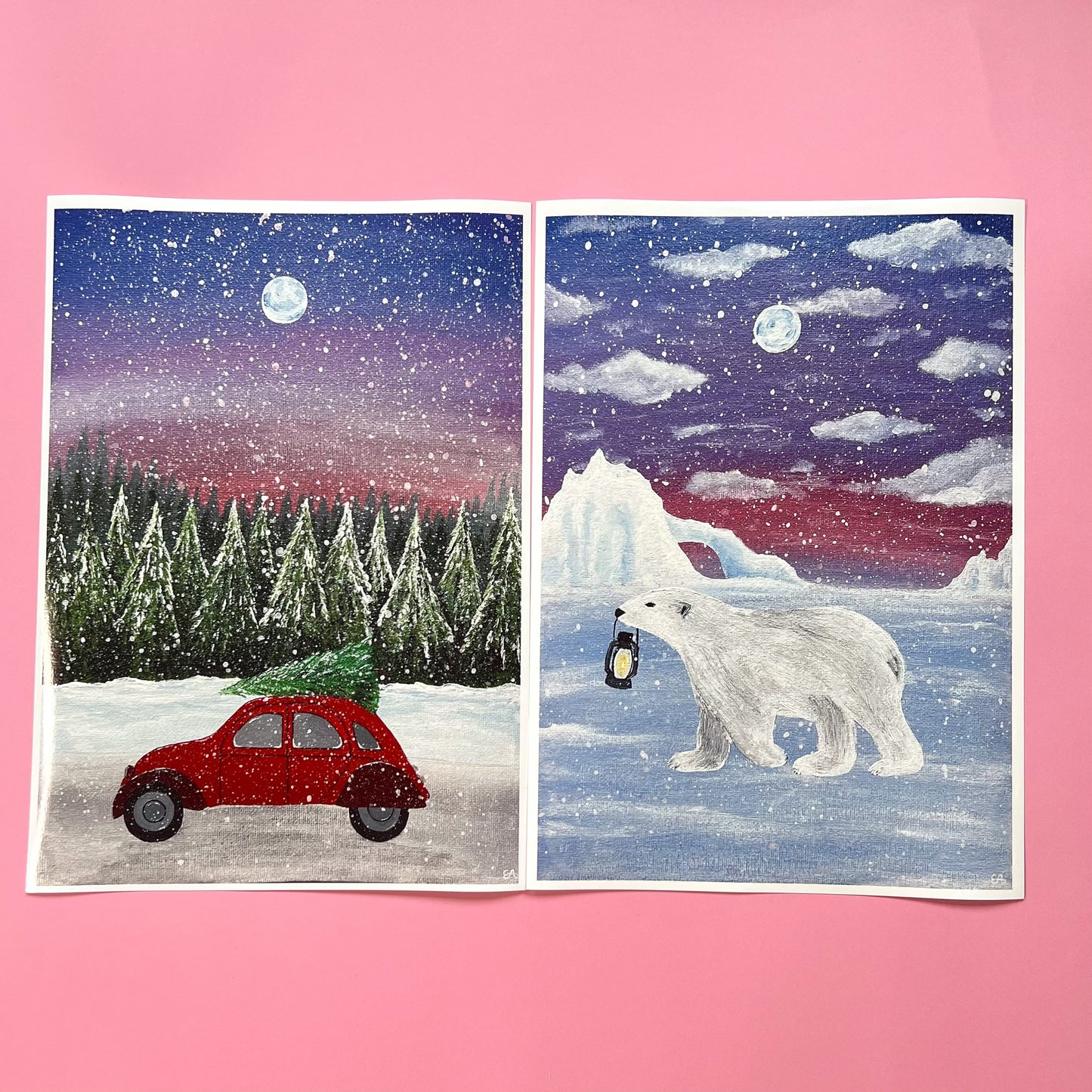 Polar Bear Art Print, Christmas Wall Art