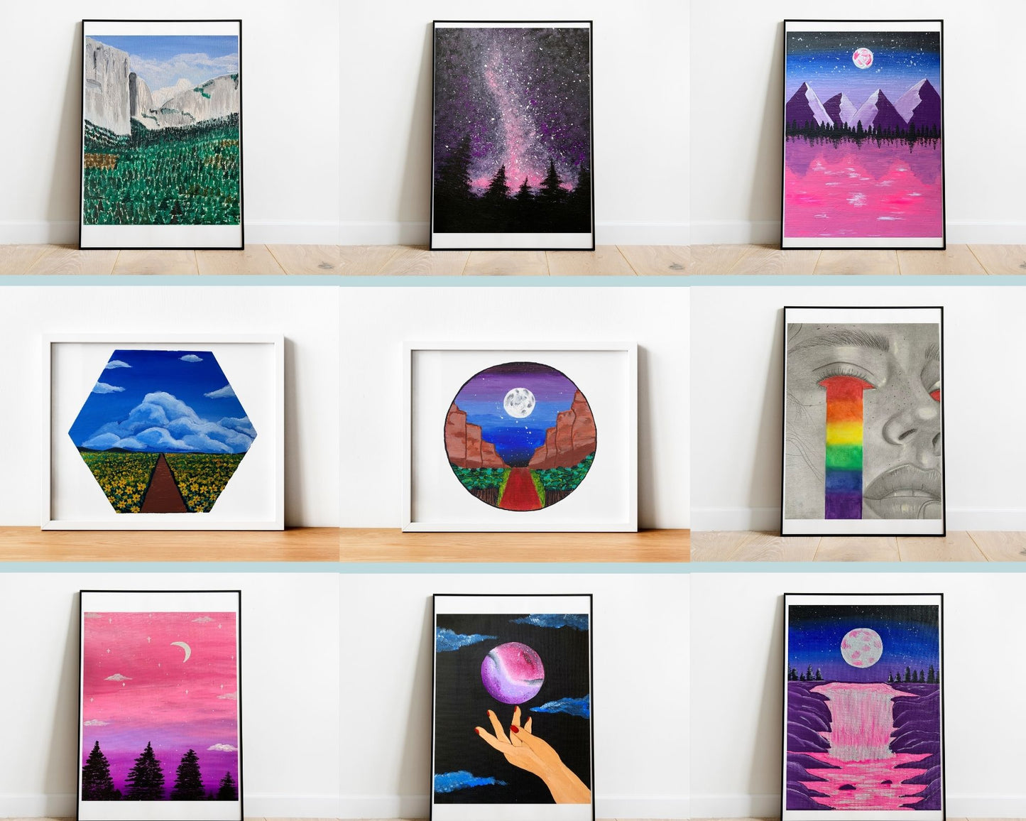 Pink Mountains Art Print, Digital Download