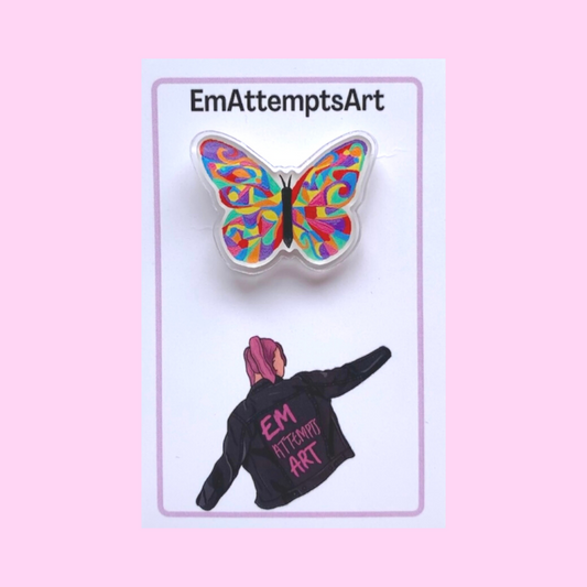 Butterfly Pin Badge, Rainbow Badge