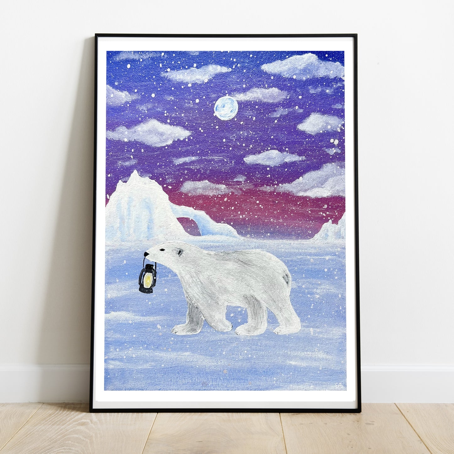 Polar Bear Art Print, Christmas Wall Art