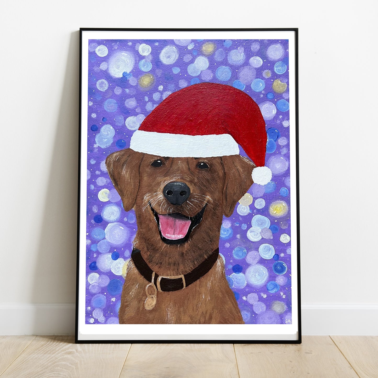 Christmas Winston Puppy Art Print, Christmas Wall Art