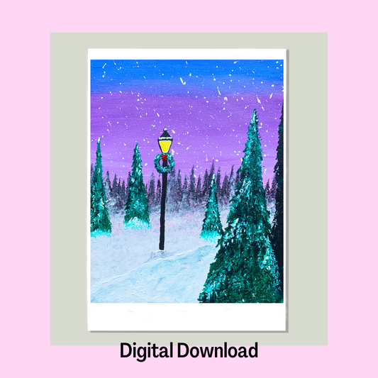 Christmas Wreath Art Print, Digital Download