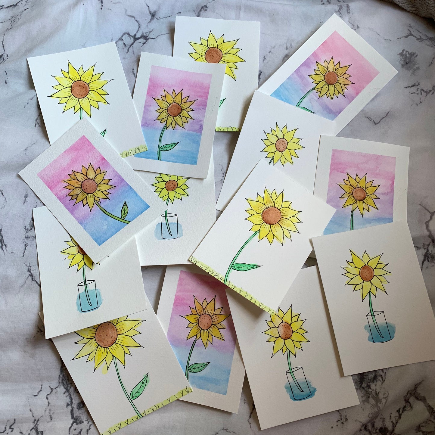 Sunflower Watercolour Postcards