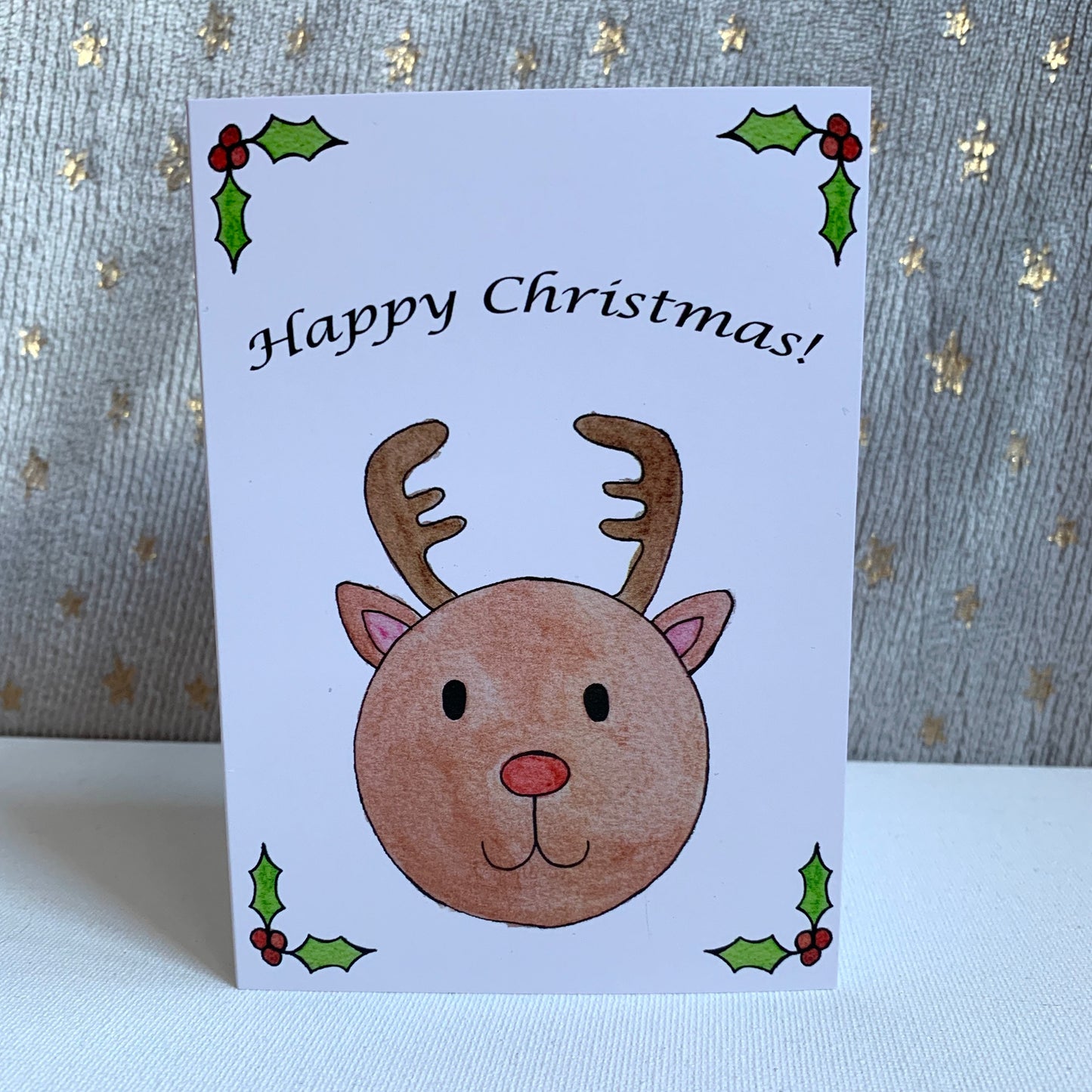 Reindeer Christmas Card, Watercolour Christmas Card