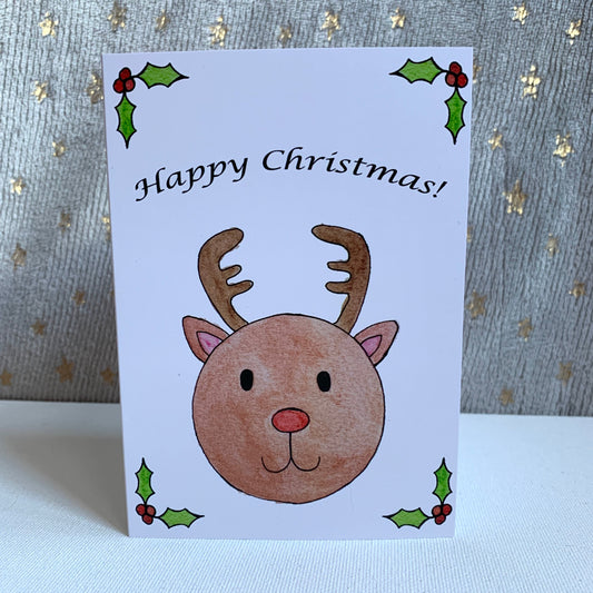 Reindeer Christmas Card, Watercolour Christmas Card