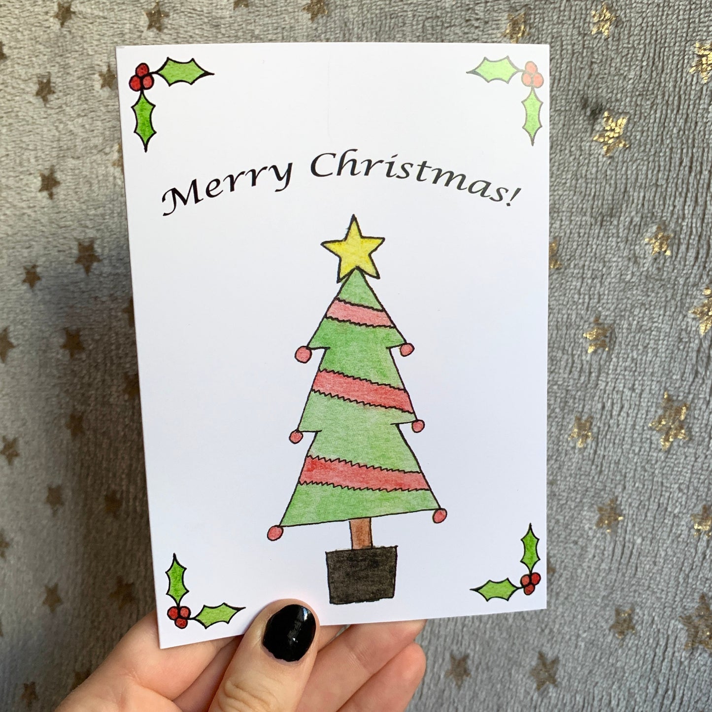 Christmas Tree Card, Watercolour Christmas Card