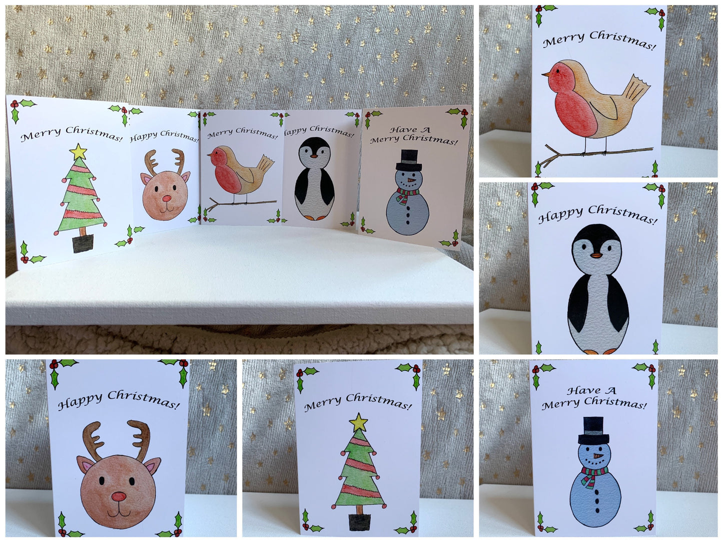 Christmas Card Pack, Watercolour Christmas Cards