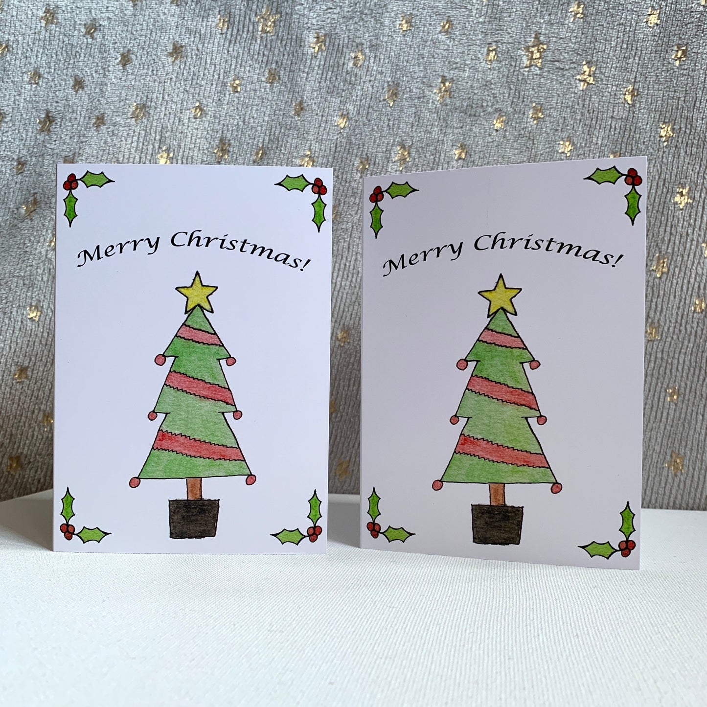 Christmas Tree Card, Watercolour Christmas Card