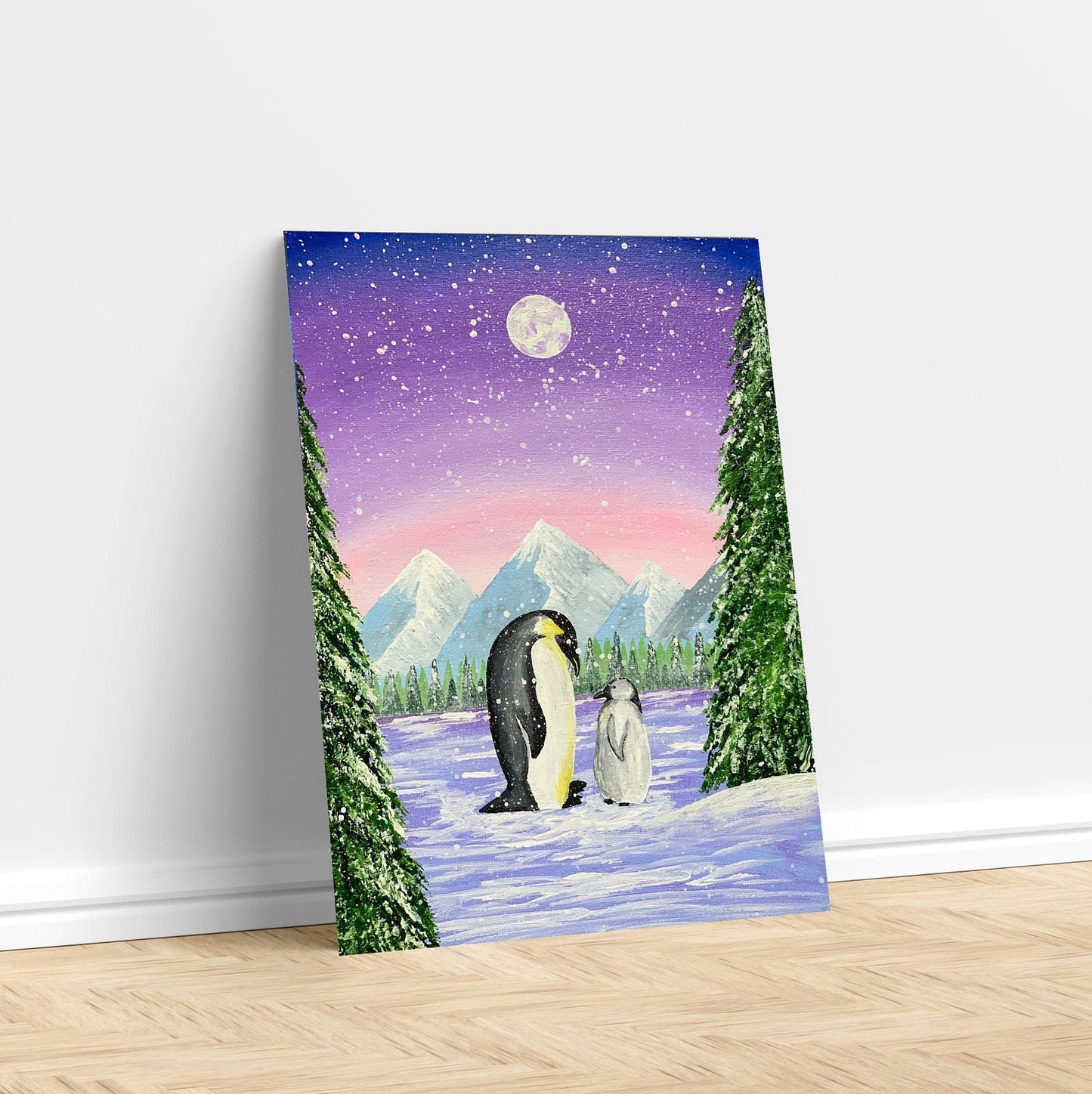 Penguins Art Print, Christmas Wall Art
