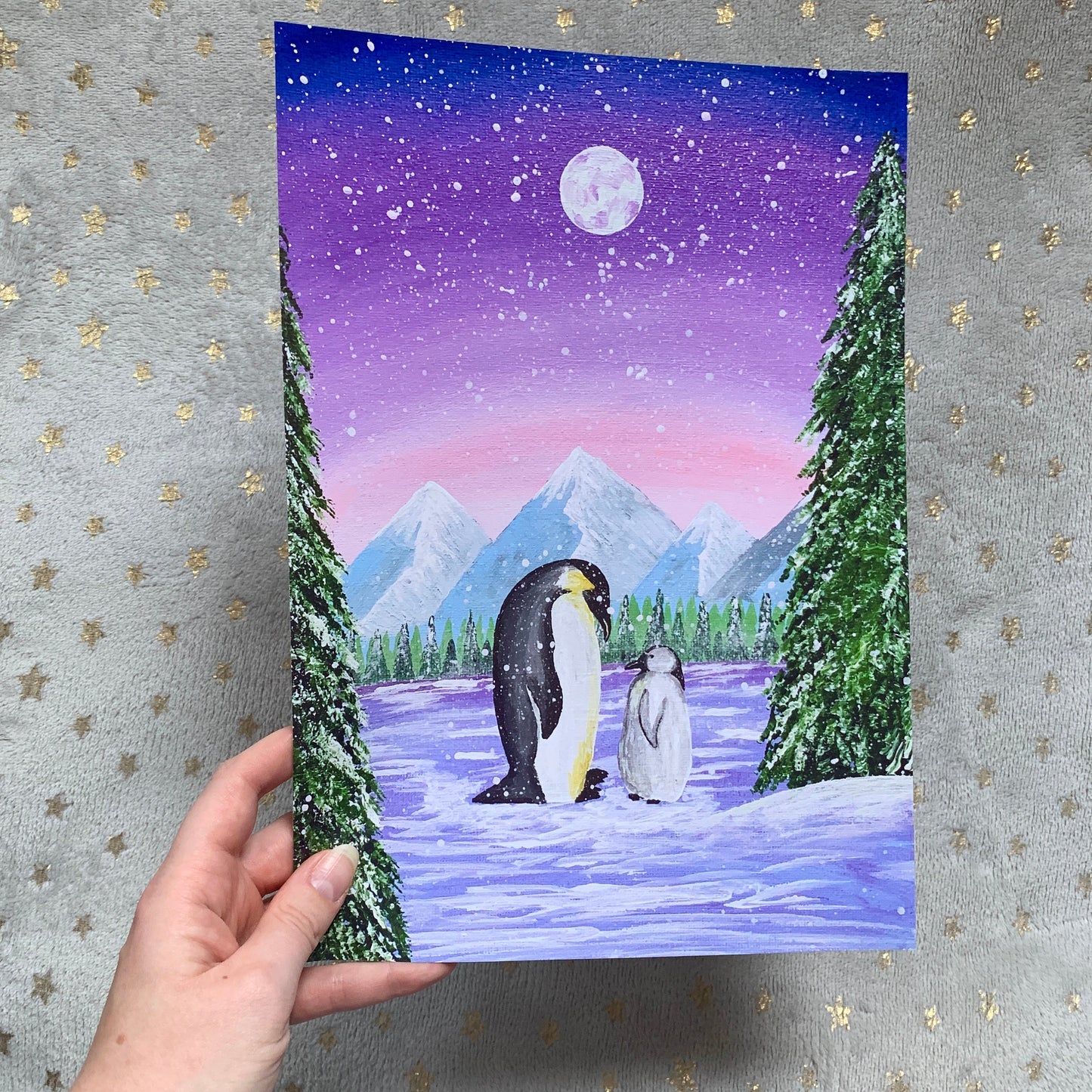 Penguins Art Print, Christmas Wall Art
