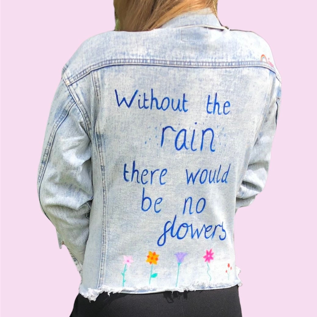 Positive Quote Custom Denim Jacket