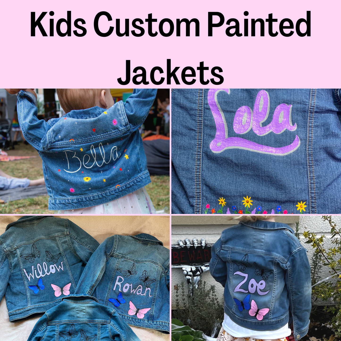 Kids Custom Painted Denim Jacket, Personalised Jackets