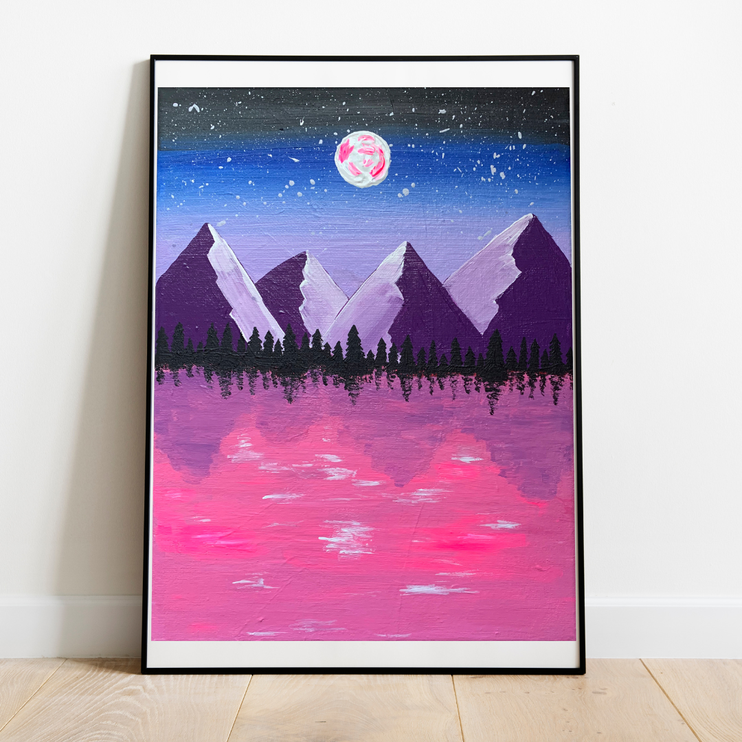 Pink Mountains Art Print, Digital Download