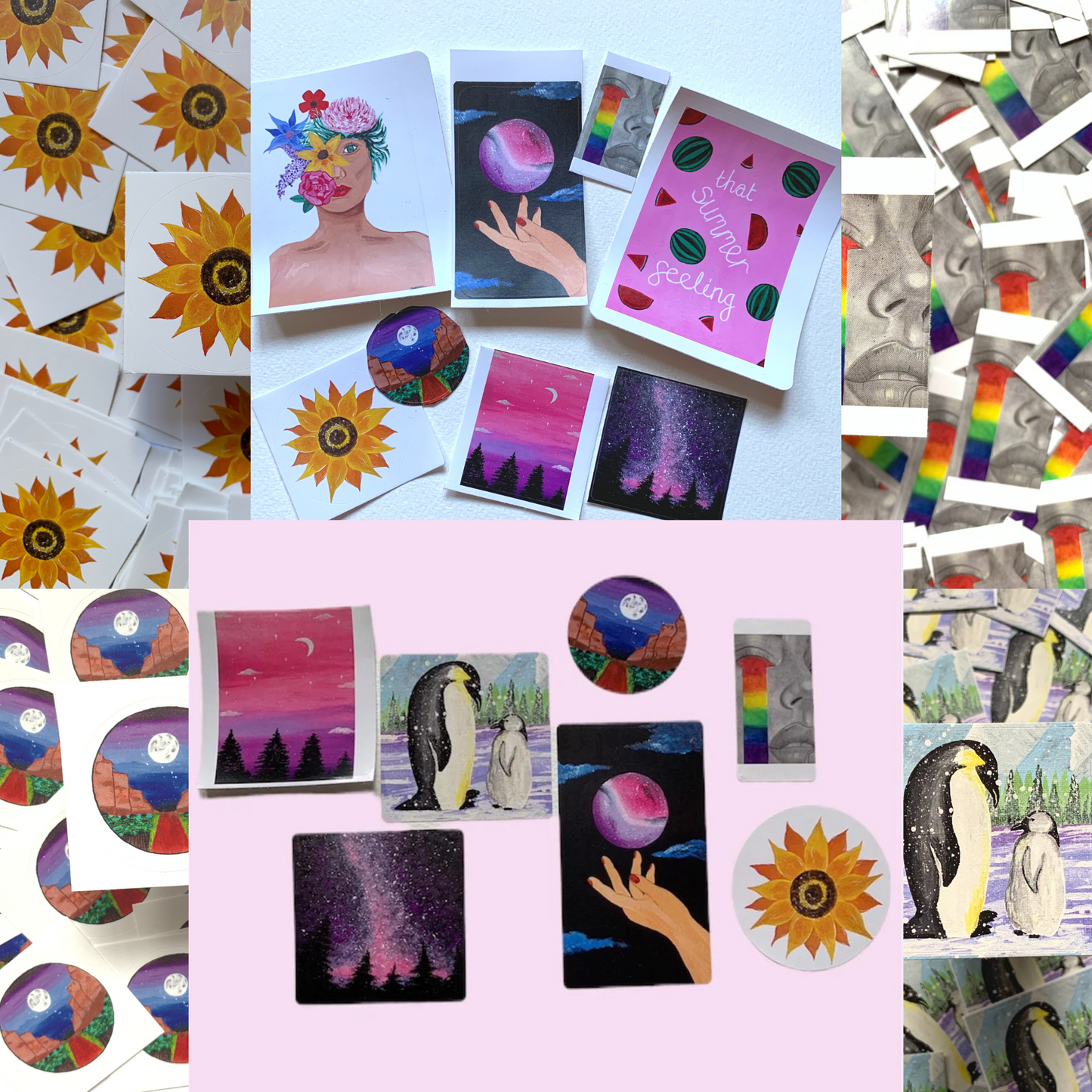 Art Sticker Pack, Surprise Sticker Selection of 5 Stickers