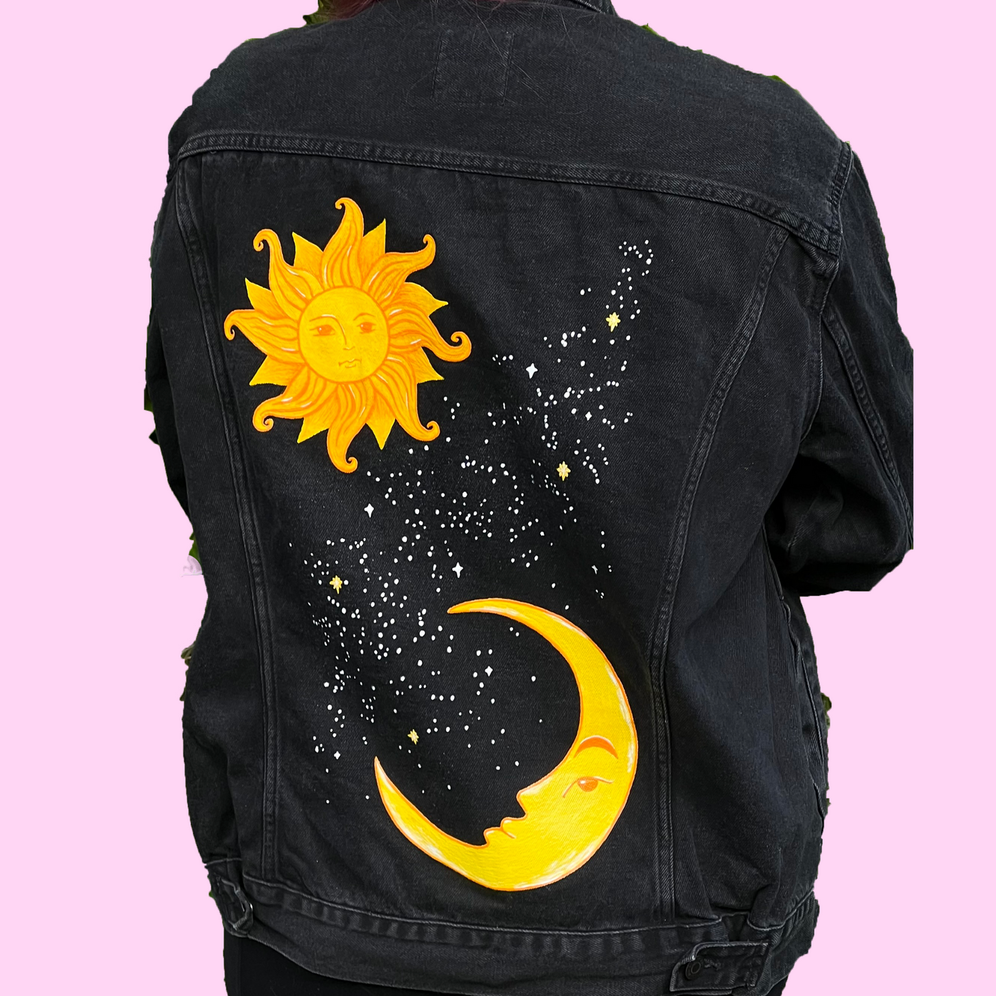 Sun and Moon Jacket, Custom Denim Jacket
