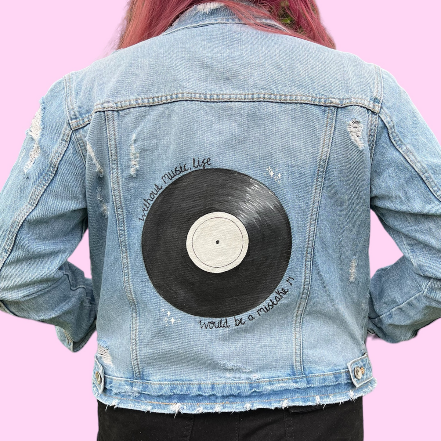 Vinyl Music Inspired Custom Denim Jacket