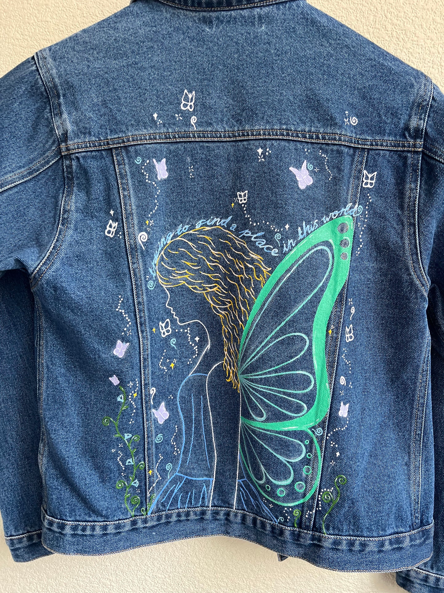 Fairy Jacket, Place In This World Inspired Custom Denim Jacket