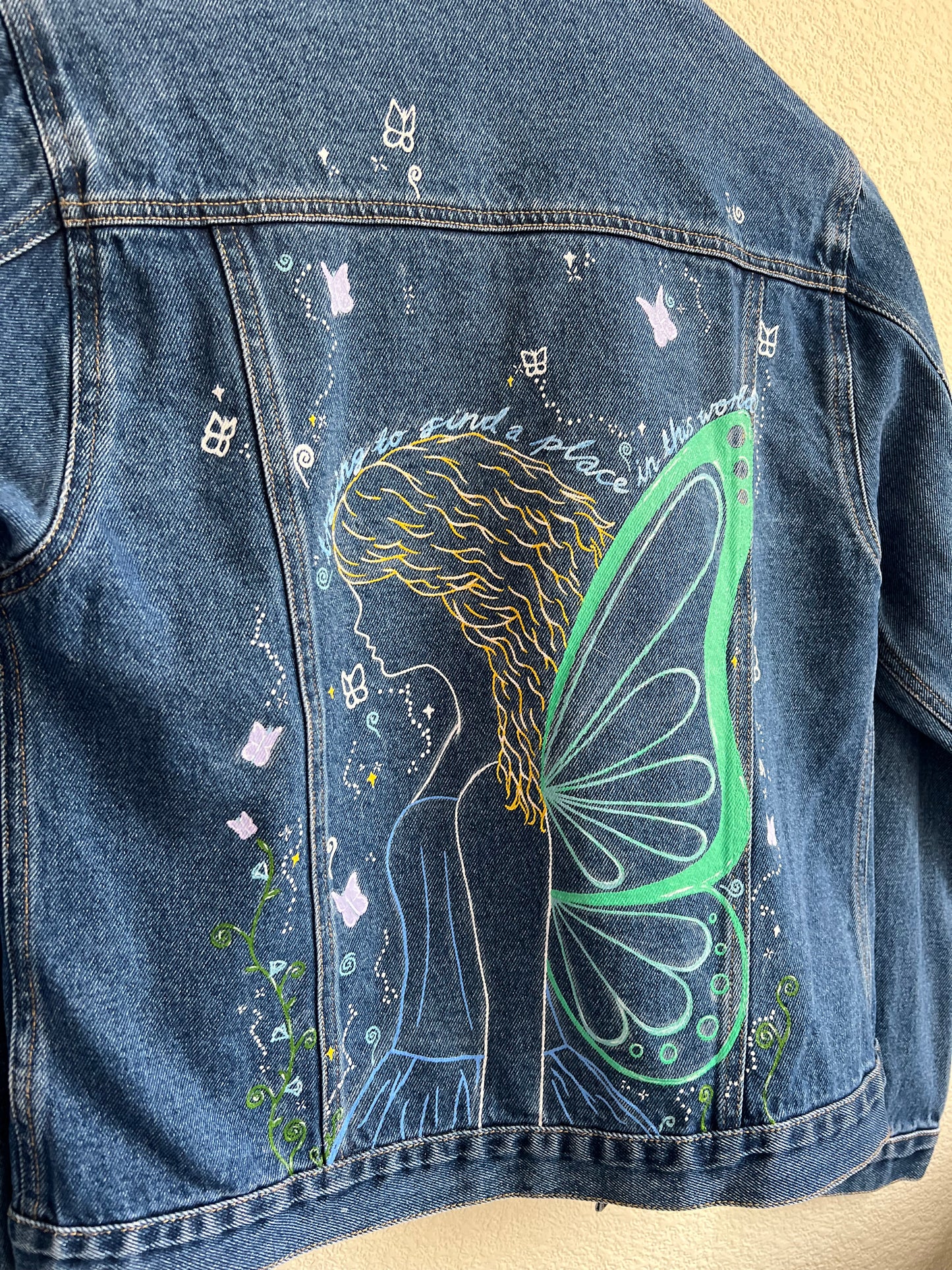 Fairy Jacket, Place In This World Inspired Custom Denim Jacket
