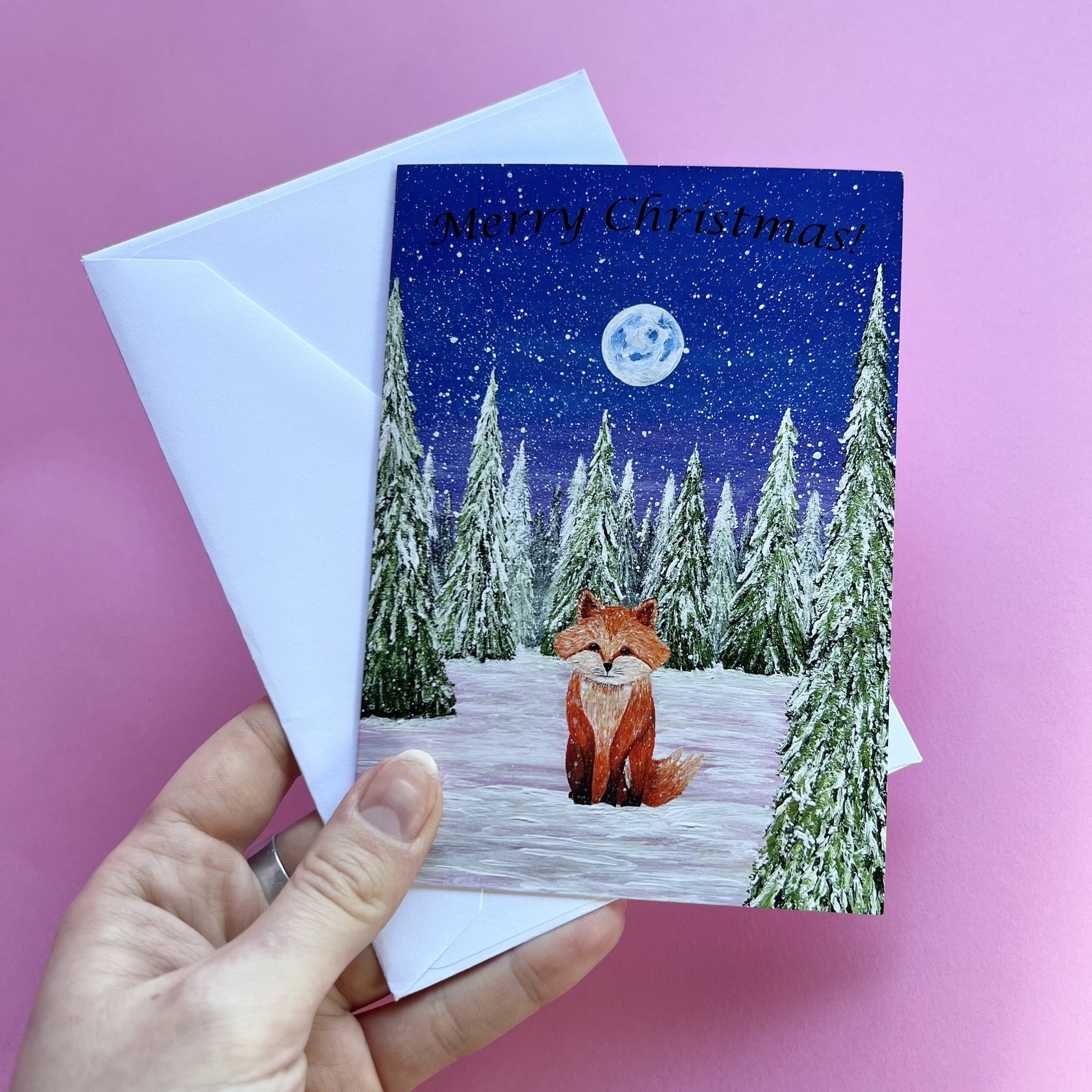 Christmas Tree Card, Family Xmas Card, Christmas Tree Painting Cards