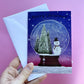Christmas Snowglobe Card, Acrylic Painting Christmas Card, Snowman
