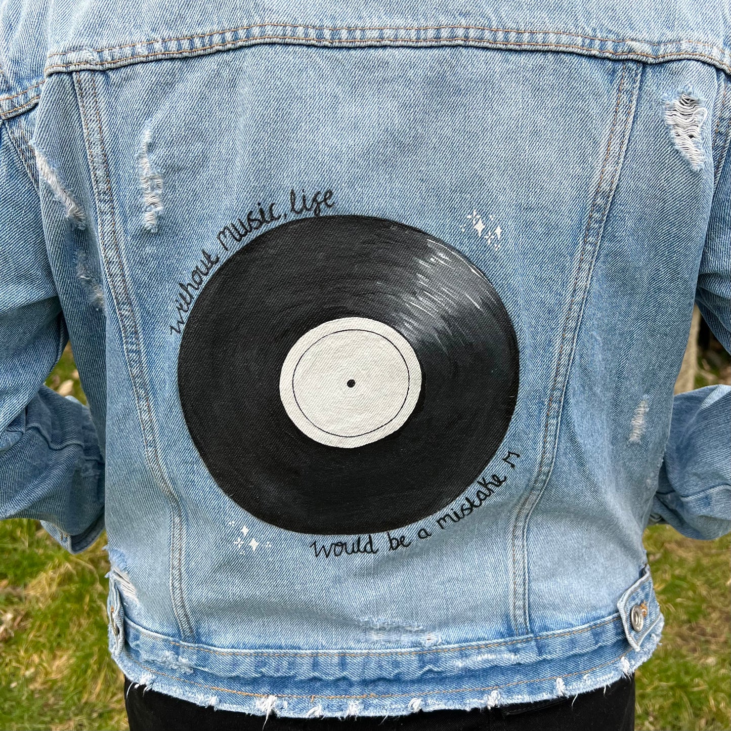 Vinyl Music Inspired Custom Denim Jacket
