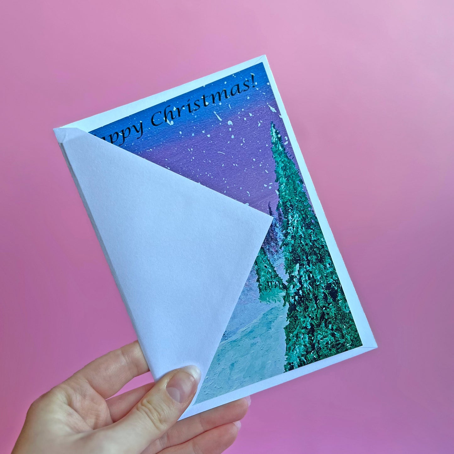Christmas Wreath Card, Acrylic Painting Card