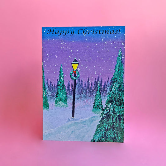 Christmas Wreath Card, Acrylic Painting Card