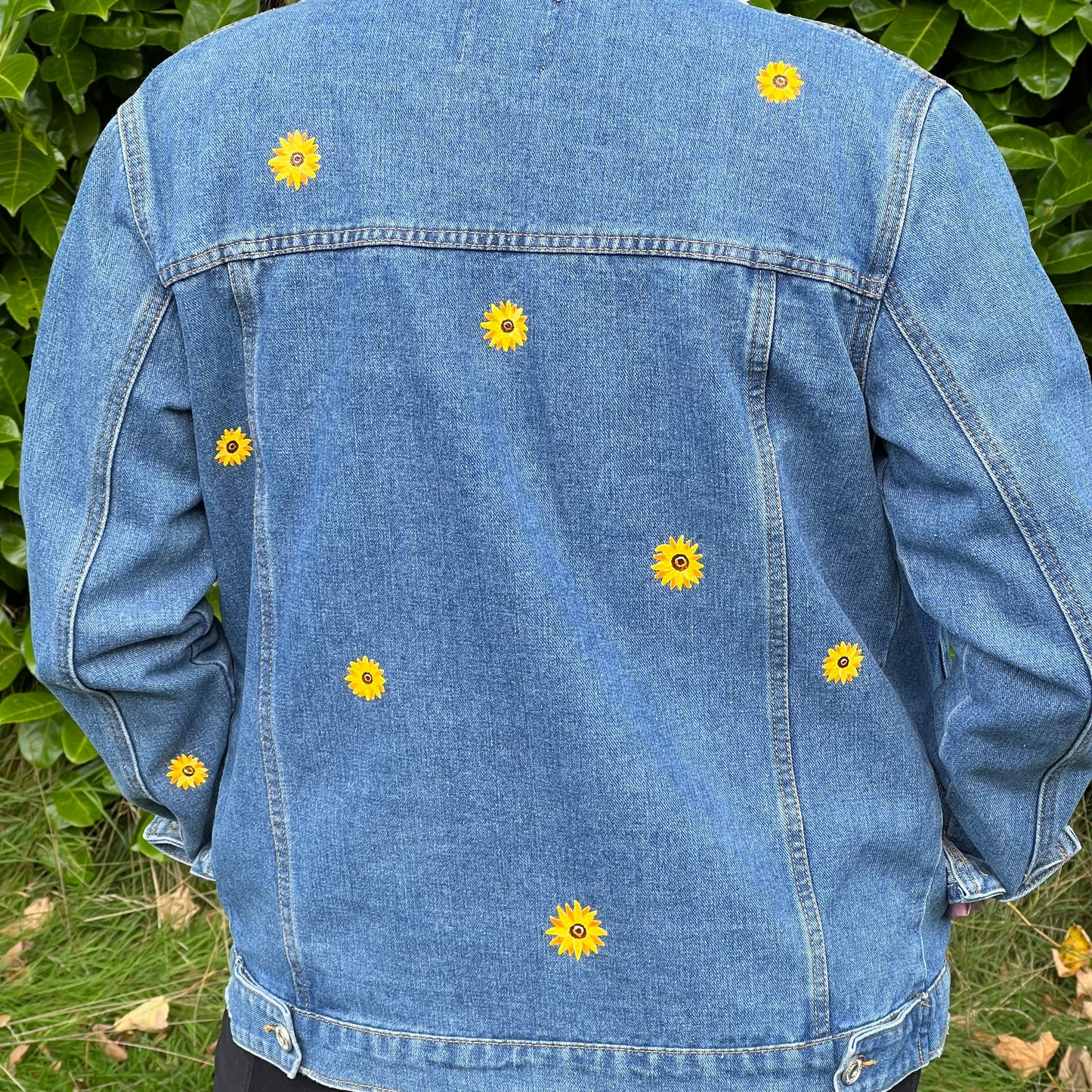 Mini Sunflowers Jacket, Custom Denim Jacket