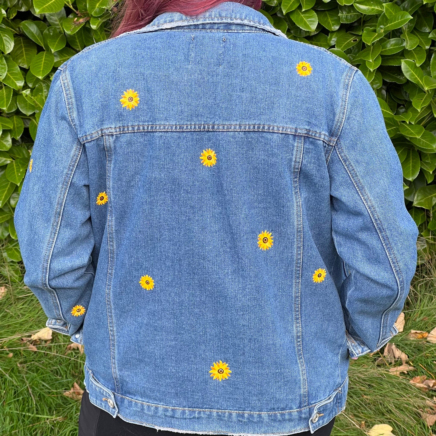 Mini Sunflowers Jacket, Custom Denim Jacket