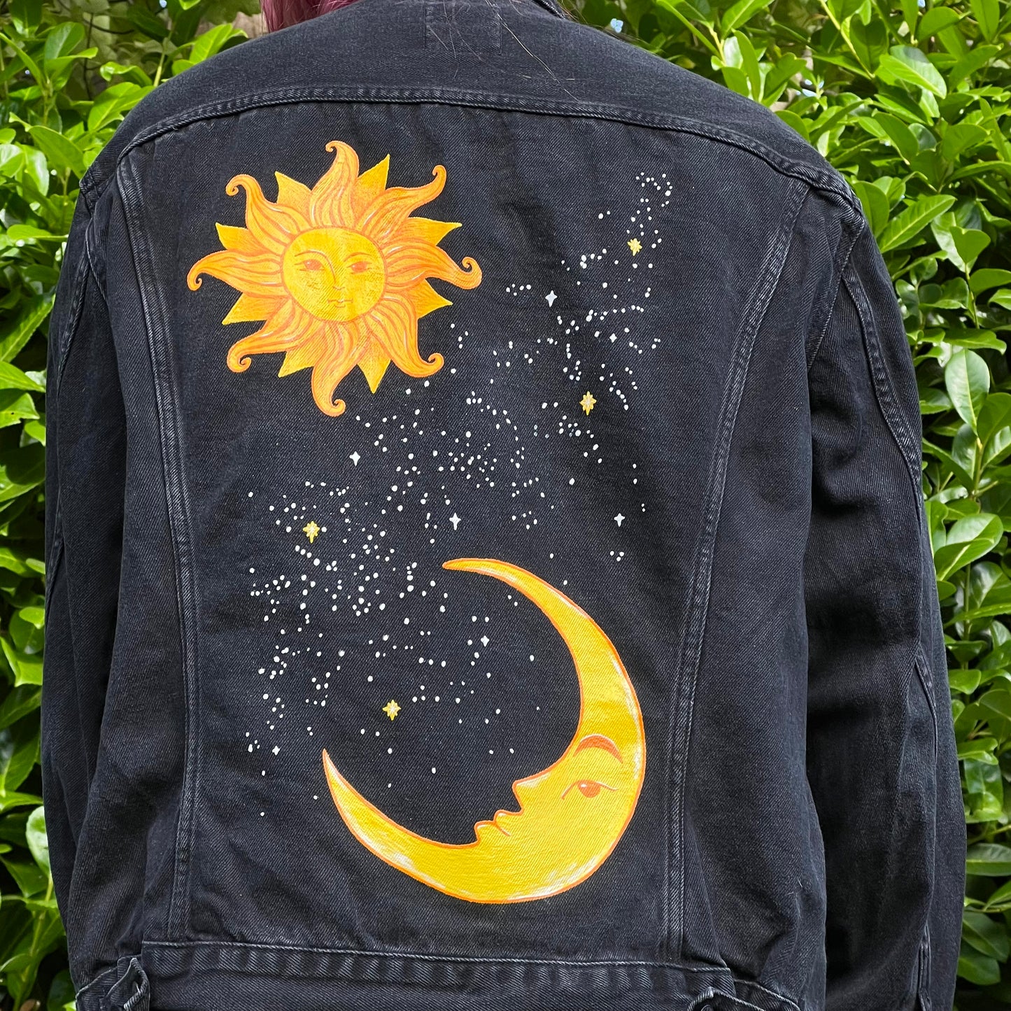 Sun and Moon Jacket, Custom Denim Jacket
