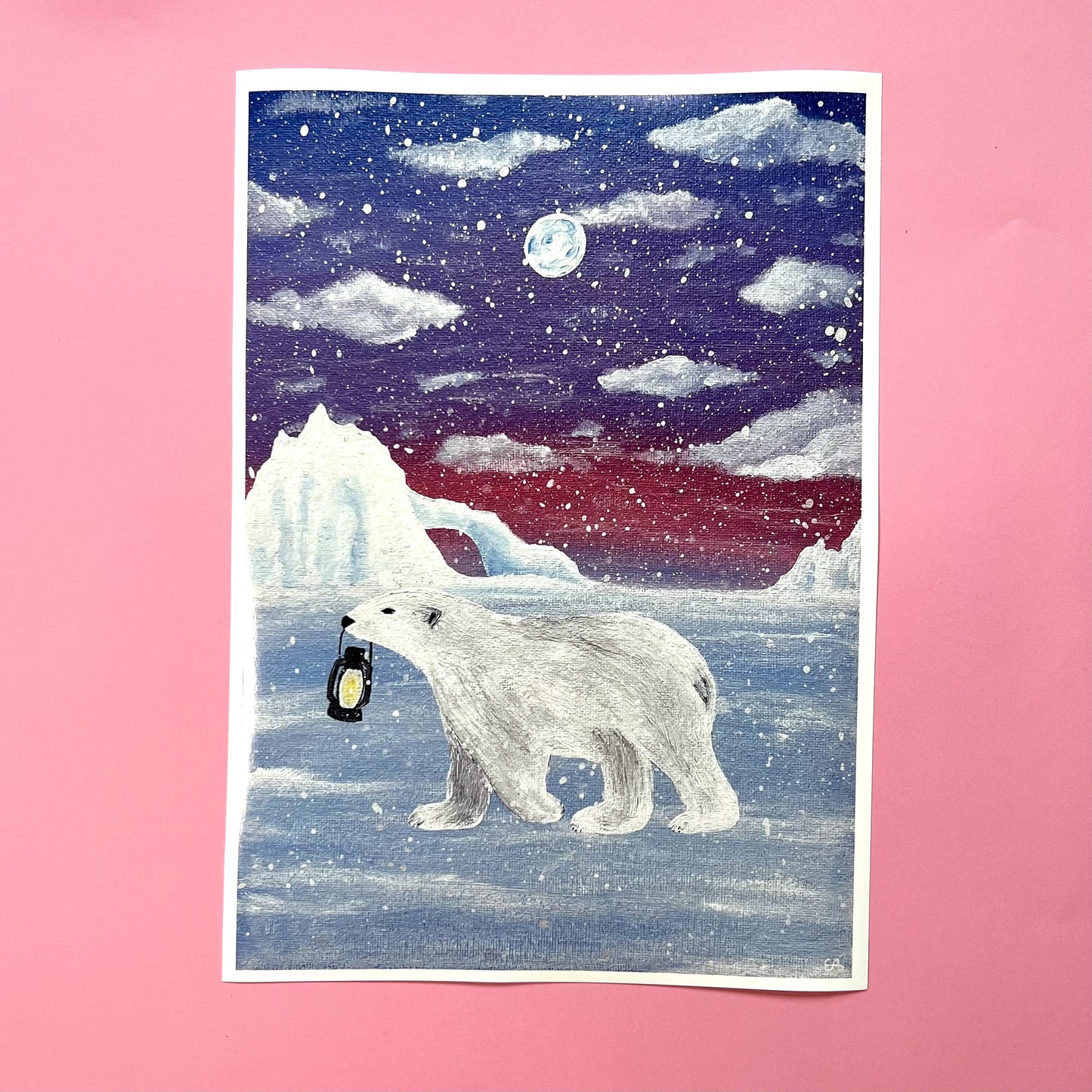 Polar Bear Art Print, Christmas Wall Art