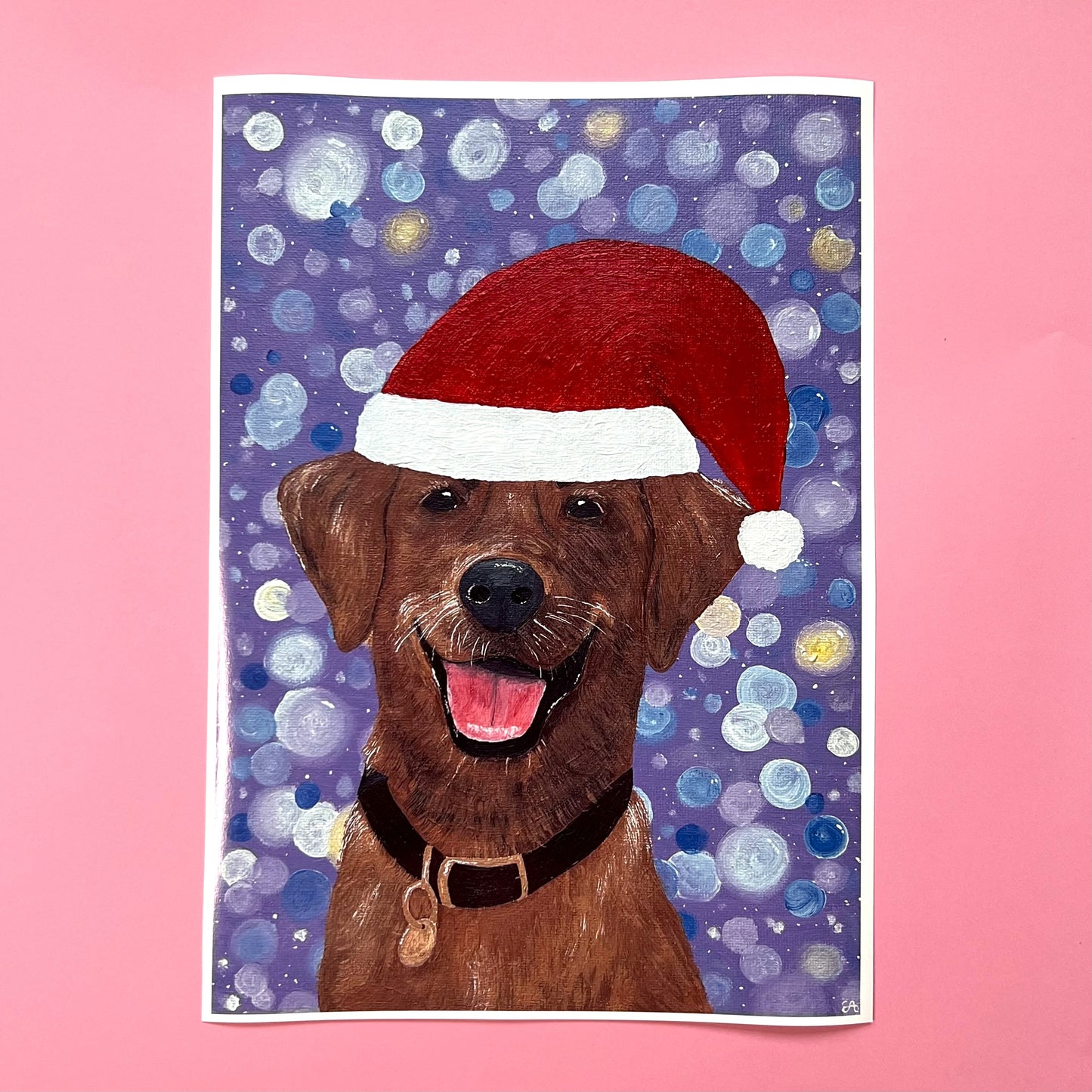 Christmas Winston Puppy Art Print, Christmas Wall Art
