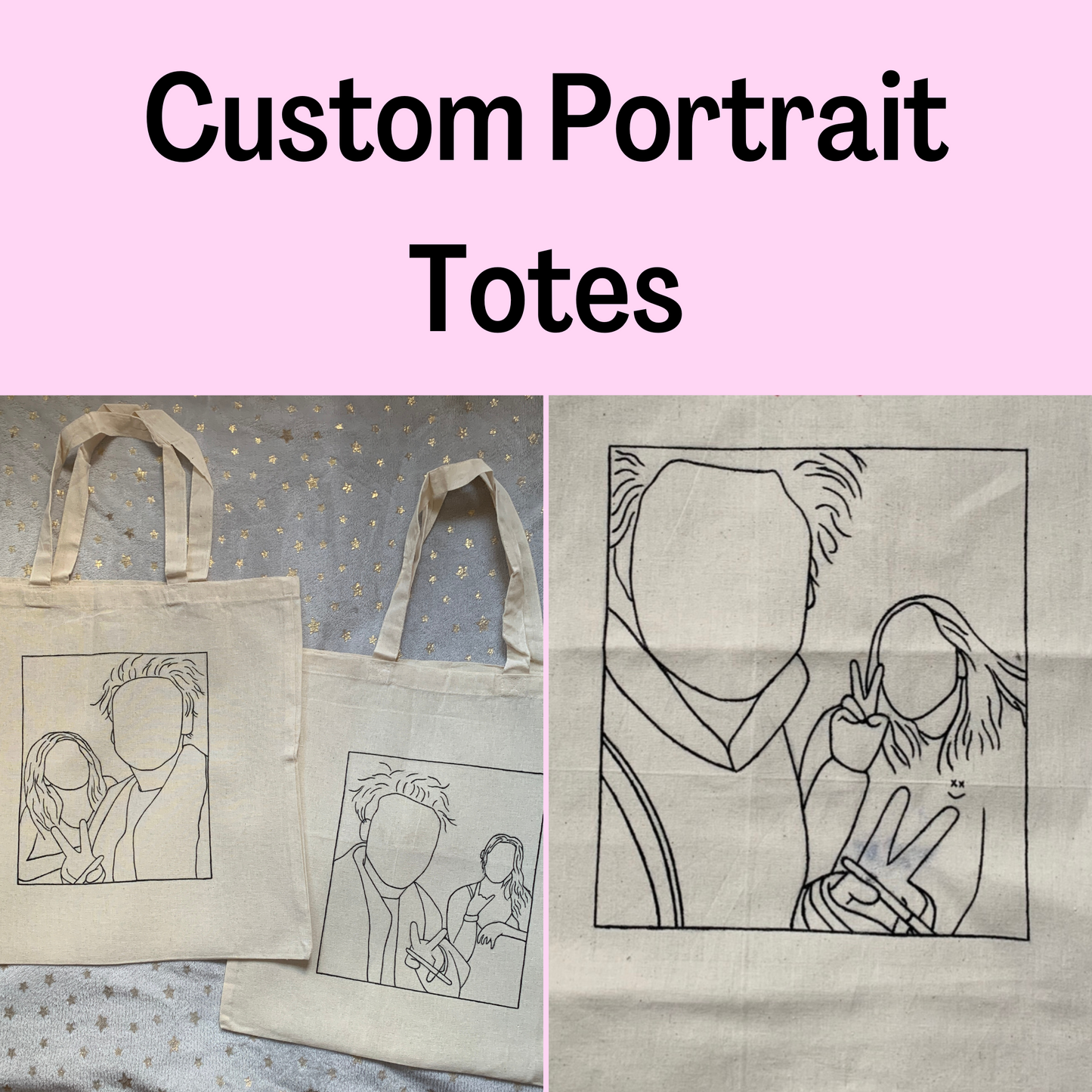 Custom Portrait Tote Bag