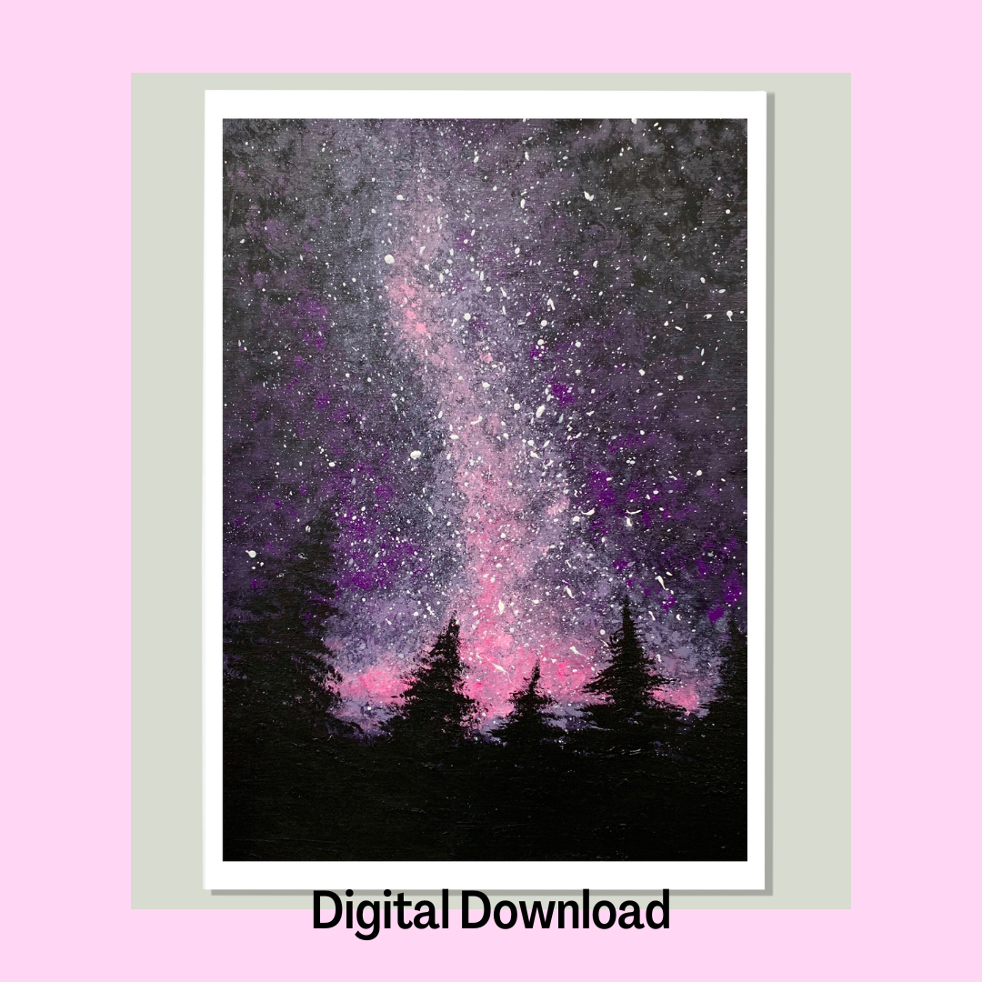 Pink Galaxy Art Print, Digital Download