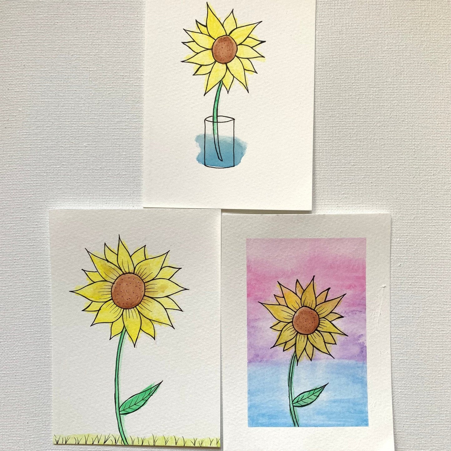 Sunflower Watercolour Postcards