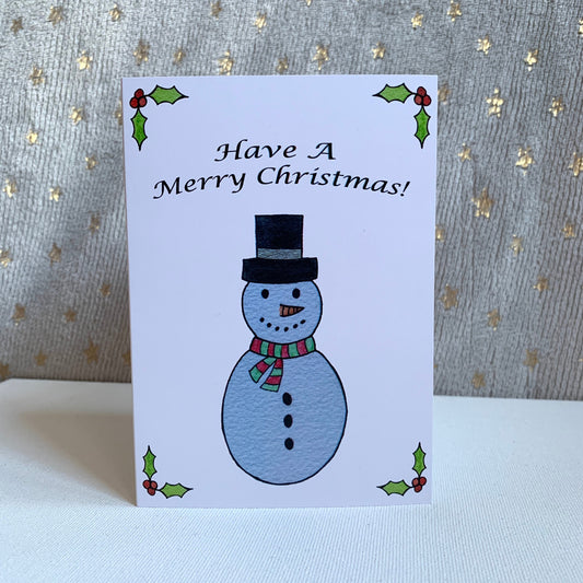 Snowman Christmas Card, Watercolour Christmas Cards