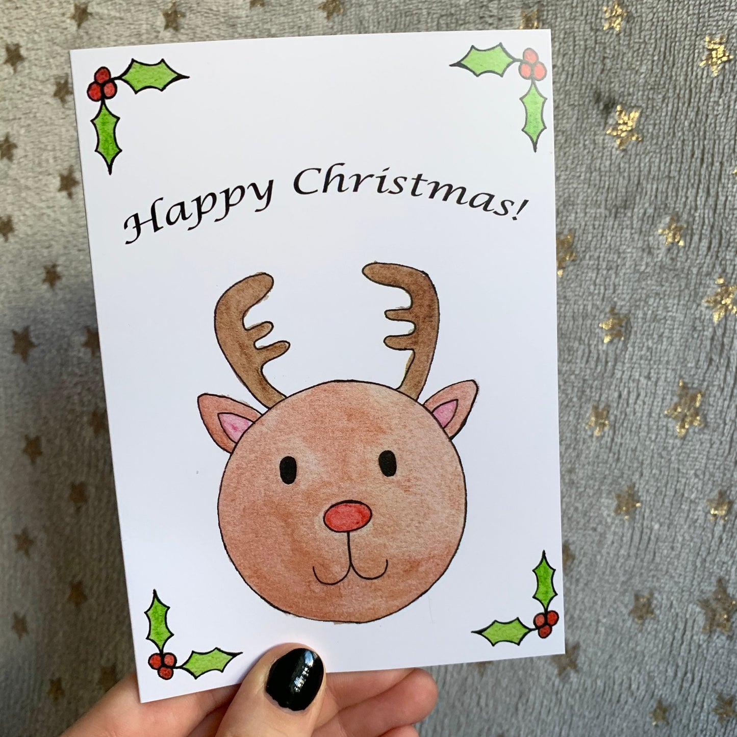 Reindeer Christmas Card, Watercolour Christmas Card