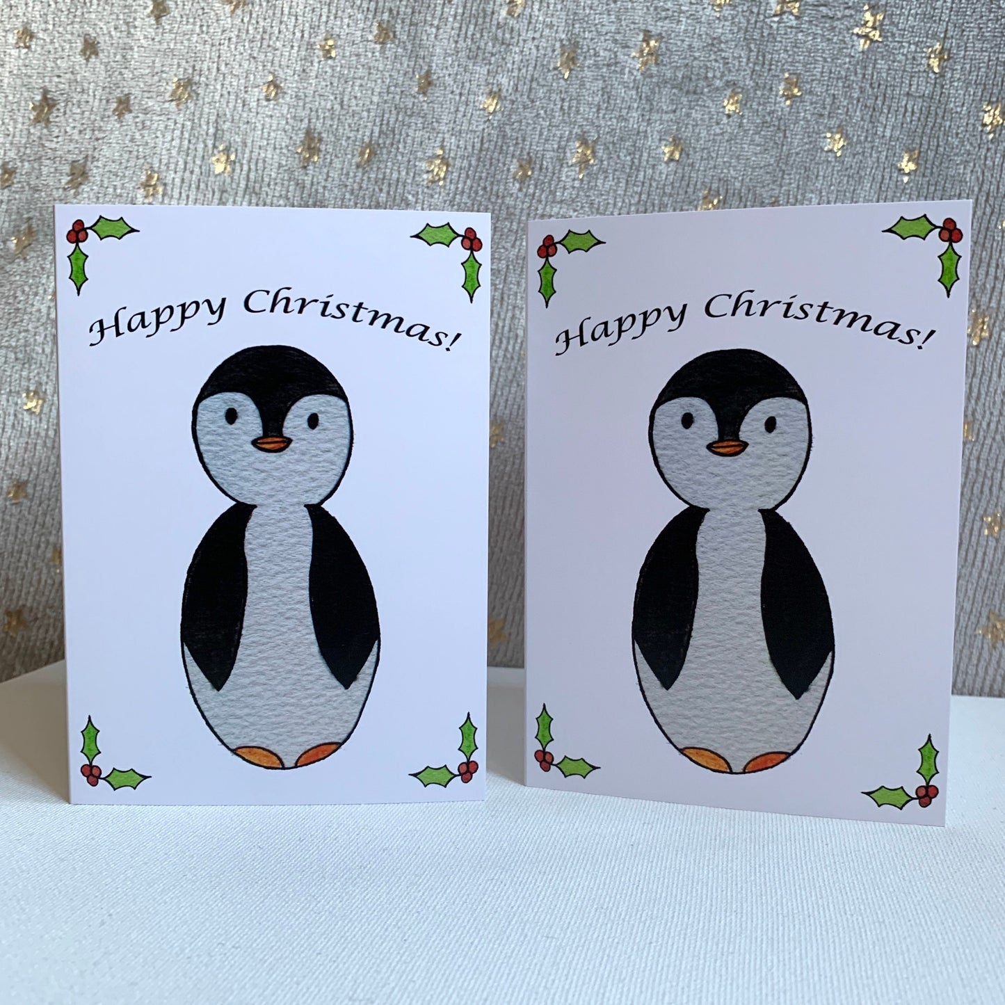 Penguin Christmas Card, Watercolour Christmas Card