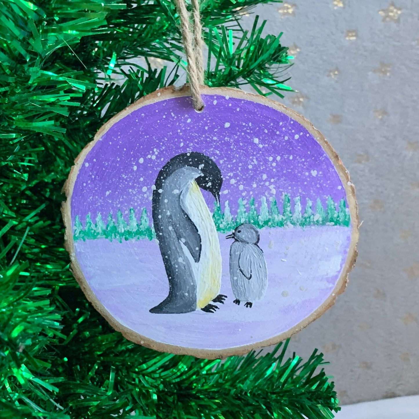 Penguin Christmas Bundle, Wood Slice, Christmas Card, Button Badge & Sticker