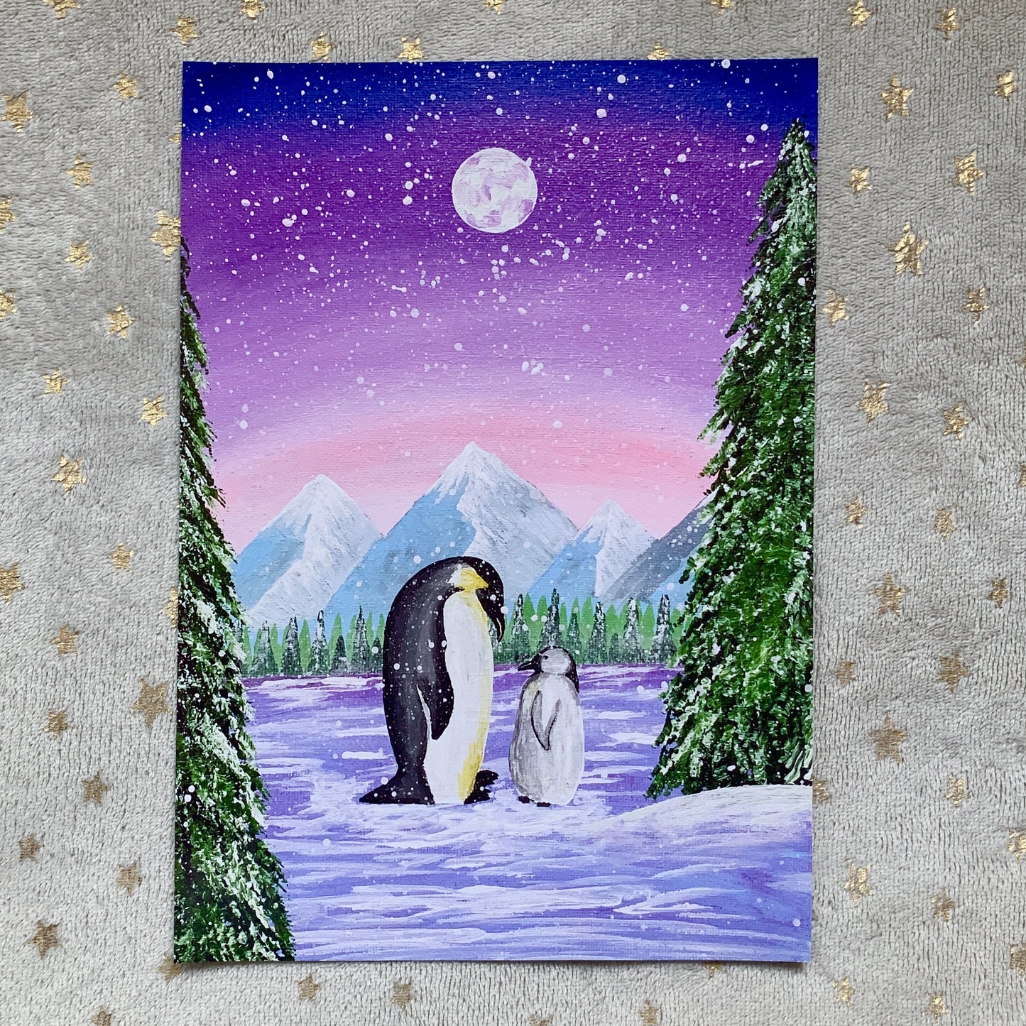 Penguins Art Print, Christmas Wall Art