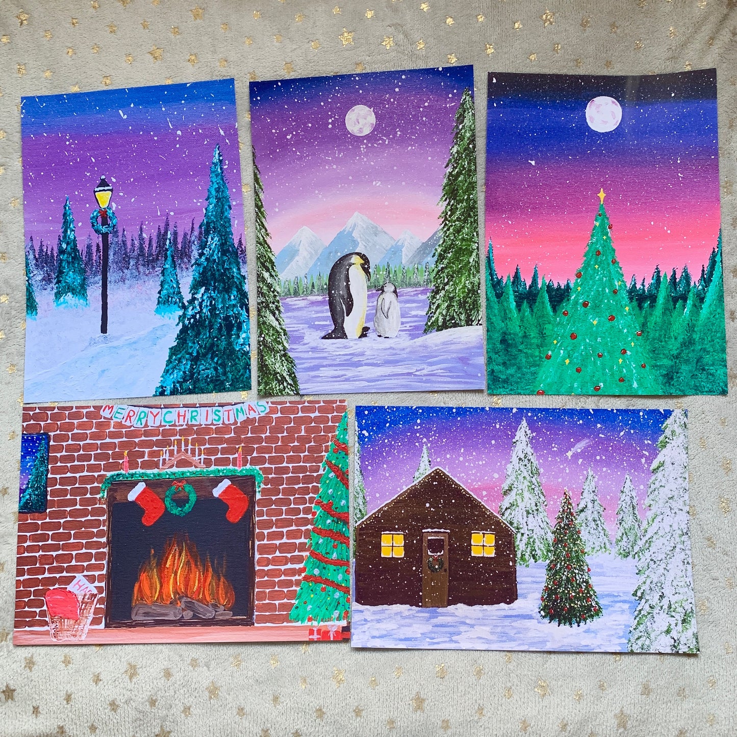 Christmas Cabin Art Print, Christmas Wall Art