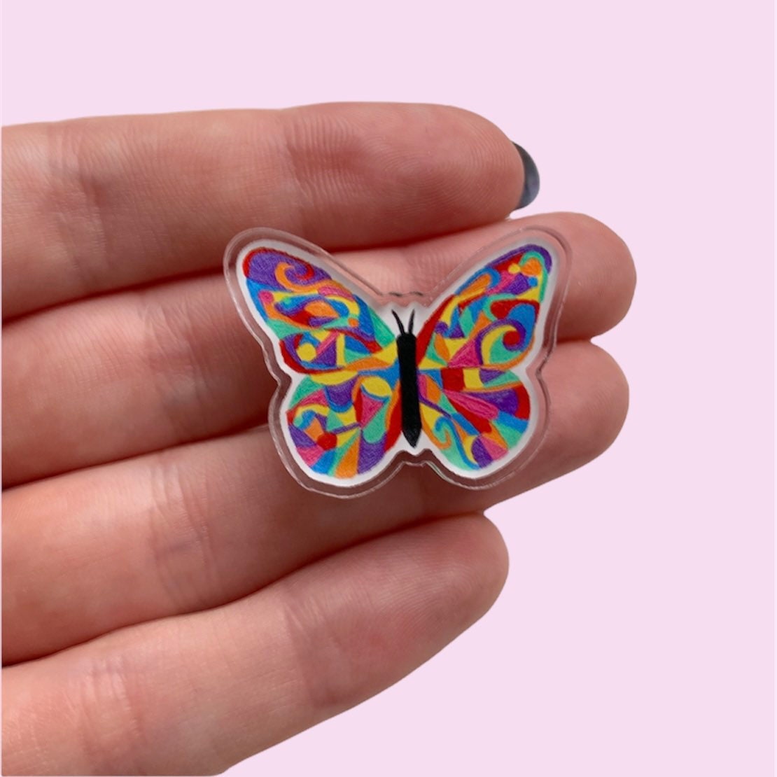 Butterfly Pin Badge, Rainbow Badge